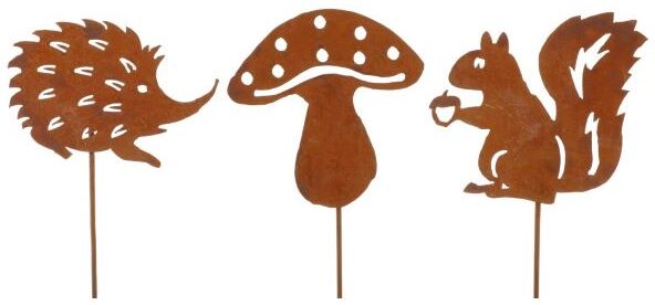 Weitere Flamingo Gartenstecker Waldtiere & Pilz rostbraun 15 cm 6 Stück