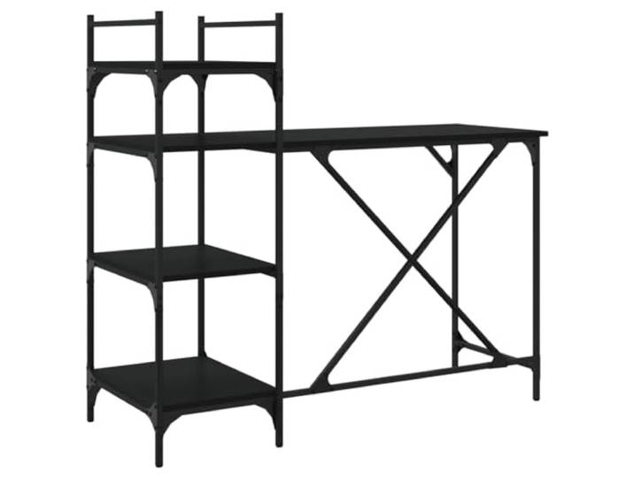 vidaXL Computerbureau met schappen 120x47x109 cm zwart