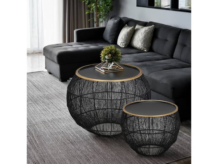 Couchtisch Aikut 2er-Set Ø 55cm Schwarz