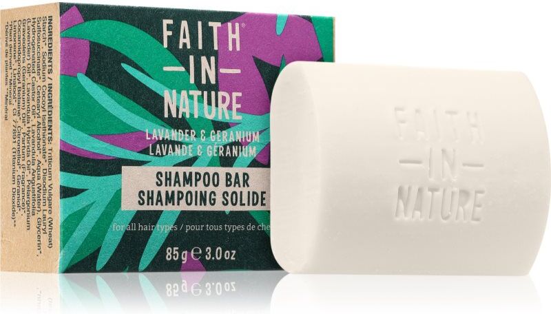Faith In Nature Lavender & Geranium shampoing solide bio à la lavande 85 g