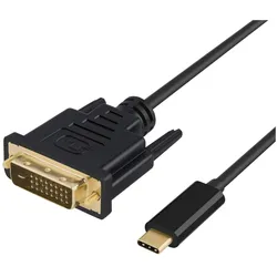 DLH USB-C Male To Dvi Male Cable - Length 1.8m - Black - Gold Plate (1.80 m), Videokabel, Schwarz