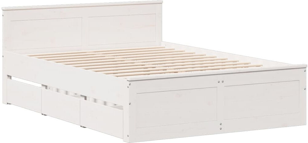 ClassicLiving Heinle Solid Wood Drawers Bed Frame White Kingsize (5')