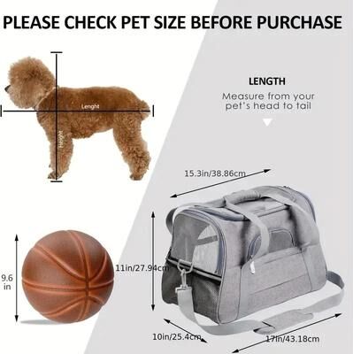 Uplift Essentials Breathable Soft Sided Pet Travel Carrier For Cats And Puppies grey l