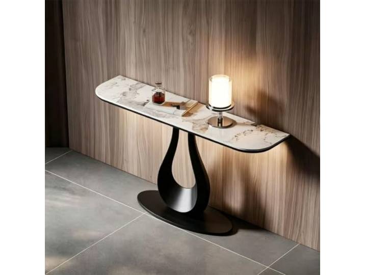 Konsolentisch Aus Metall Mit Schmaler Ablage Für Flur Und Wohnzimmer Robuster Eisenrahmen, Modernes Design, Platzsparend, Stabil, Einfache Montage(Black,120cmW*30cmD*80cmH)