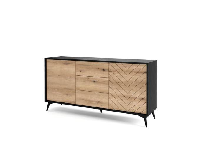 Commode effet bois Crème et Noir