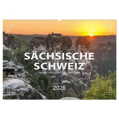 SÄCHSISCHE SCHWEIZ - Märchenland an der Elbe (Wandkalender 2026 DIN A2 quer), CALVENDO Monatskalender