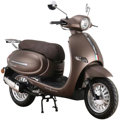Motorroller ALPHA MOTORS "Cappucino", braun (mattbraun, braun), Motorroller, 85 km/h, mattbraun, B:73,5cm H:117cm L:192,5cm