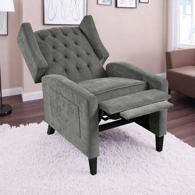 "29.13"" Manual Adjustable Wingback Recliner Chair with Foldable Side Table and USB Charging Ports"
