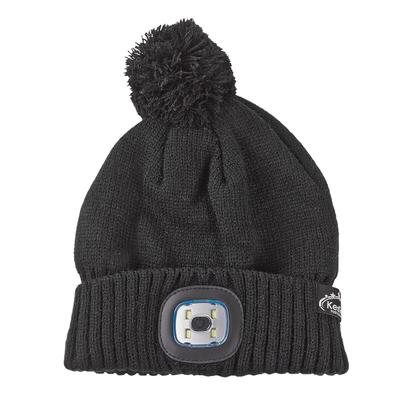 KesTek Strickmütze schwarz mit Bommel und LED Licht