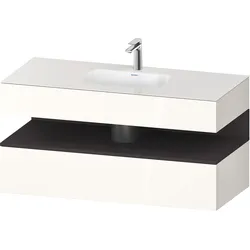 Duravit Collection One Einbauwaschtisch mit Konsolenwaschtischunterbau, 1200x550x600mm, Nische Graphit Supermatt, QA4787080220010, Farbe: Weiß Hochglanz/mit Nischenbeleuchtung