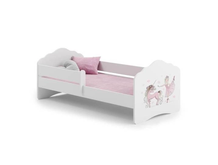 Lit enfant 160x80 cm + sommier + matelas + barrière de sécurité