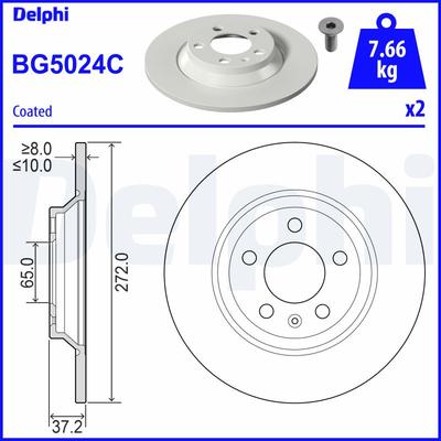 DELPHI Bremsscheibe bg5024c 272mm 10mm für VW