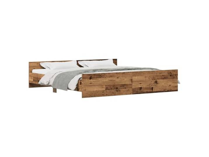 KKgypkn Bettrahmen mit Kopfteil Altholz 203 x 203 x 50 cm, Bettgestell Holzwerkstoff, modernes Design, robuste Konstruktion, einfache Montage, Pflegeleichte Oberfläche, ideal