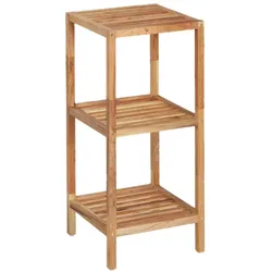 Relaxdays Badregal Walnuss, HBT: 79 x 36 x 36 cm, 3 Ablagen, quadratisch, Standregal Küche, Badezimmer Regal Holz, natur
