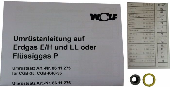 Wolf Umrüstsatz Flüssiggas - Erdgas E/LL 8611277 und Erdgas E - LL, für CGB-50