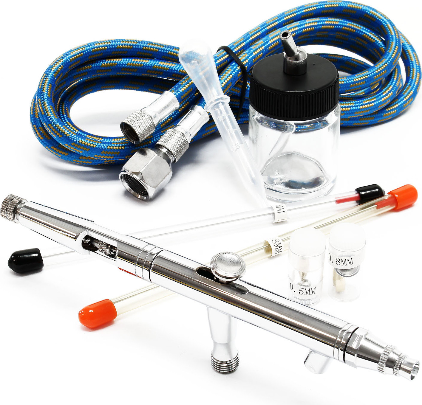 Wiltec Airbrush-pistool Type 182K met dubbele actie en spuitmond Ø 0,2-0,5 mm