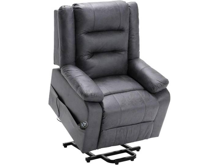 Fernsehsessel mit Aufstehhilfe und Massagefunktion Dunkelgrau, Grau, Kunststoff, 84x137x164 cm, Wohnzimmer, Sessel, Fernsehsessel
