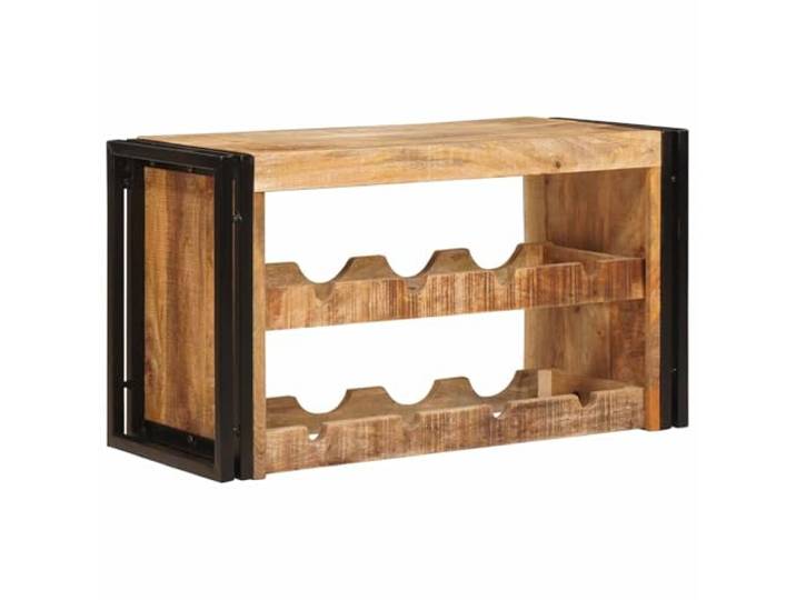 WXGTBKPR Wand-Weinregal aus massivem Mangoholz, Industrie-Stil, 80x45x33 Robustes Eisen-Gestell, Loft-Design, Platzsparende Wandmontage