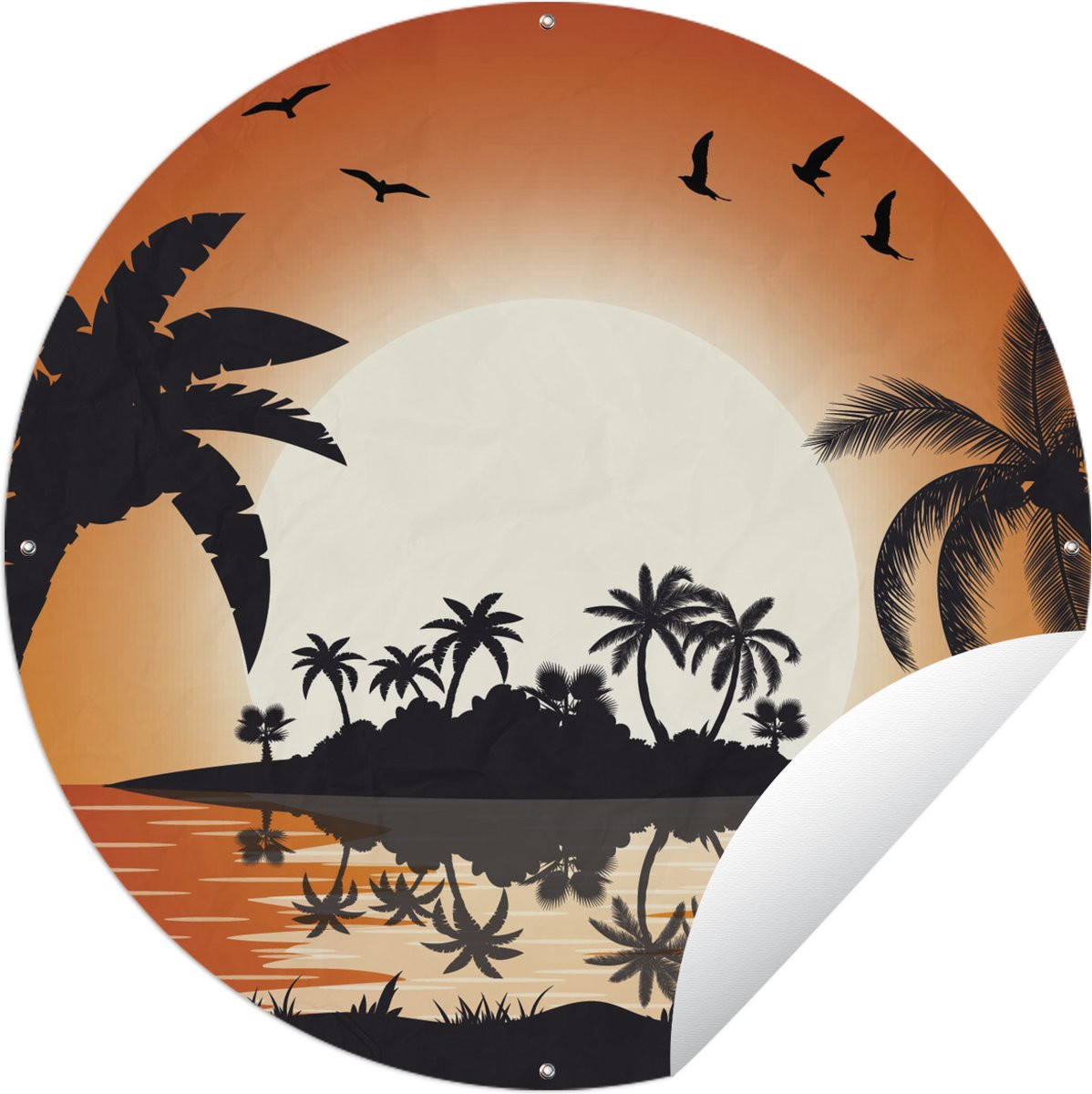 GreatGardenPosters Ronde Tuinposter Tuincirkel Zon Eiland Zee 60x60 cm