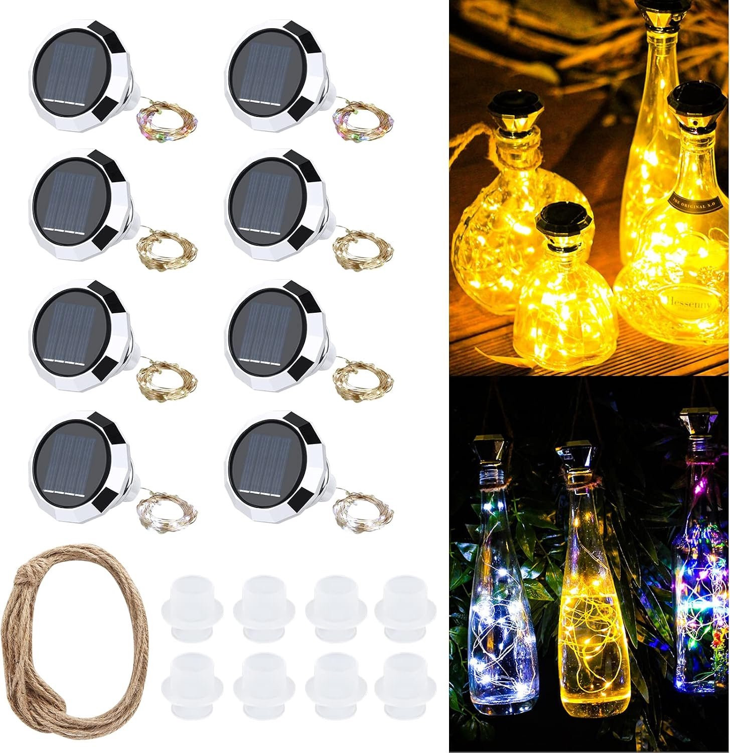 Vemera LED Bottle Lights 2 Metres - 8 Stuks - Diamantvormig Design voor Feestelijke Decoratie