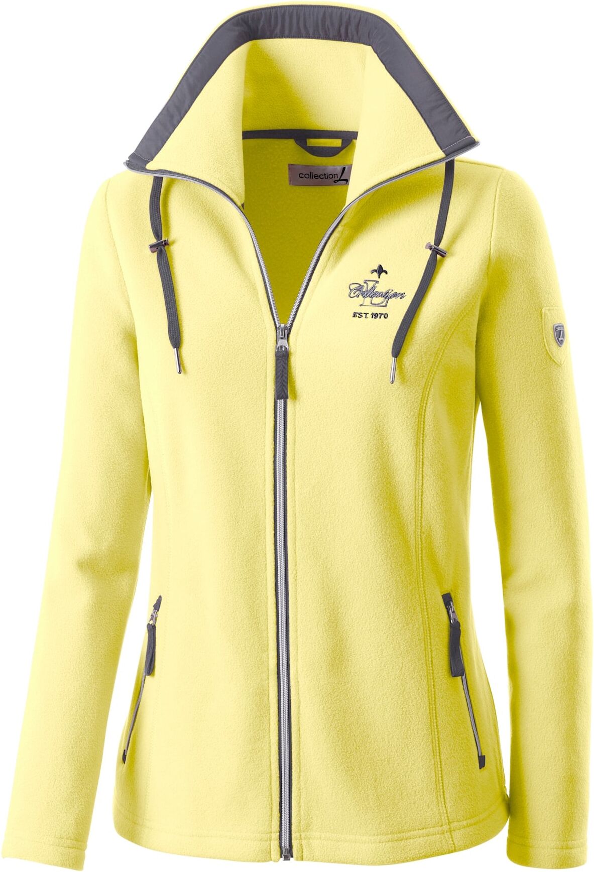 Fleecejacke CASUAL LOOKS, Damen, Gr. 48, gelb (zitrone), 100% Polyester, unifarben, Jacken Fleecejacke zitrone 48