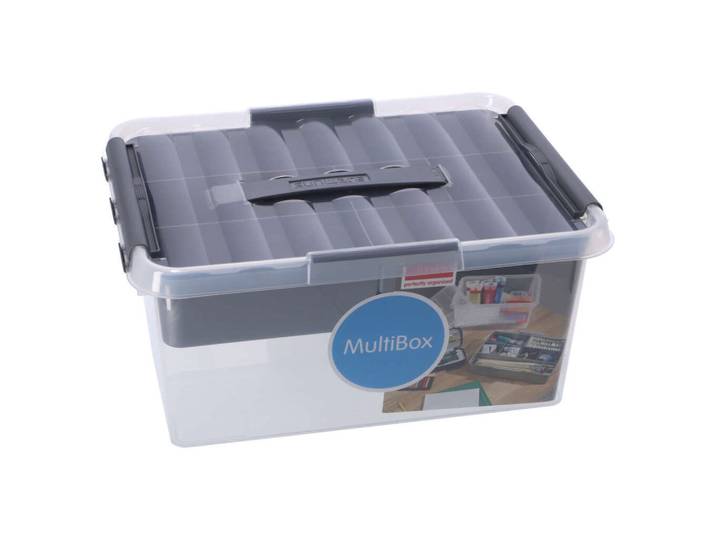 Sunware Q-Line Storage Box With Inset 15L Transparent/Gris