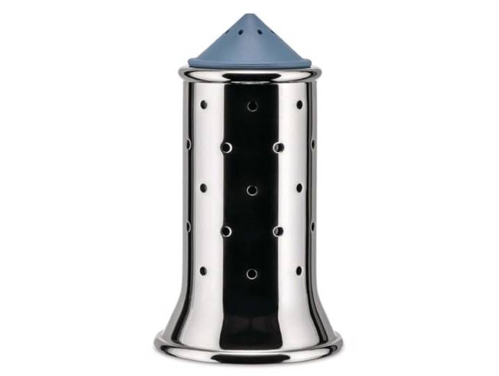 Alessi Mgsal Salière en Acier Inoxydable 18/10 Brillant avec Base et Couvercle en Pa\, Bleu Clair