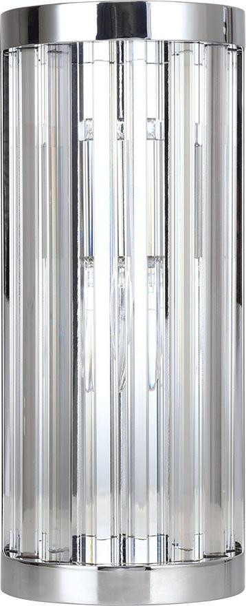 VETRO Light Prestige Glamoureuze chromen wandlamp met verticale cilindervormige glazen kap, 1xE14, 10W