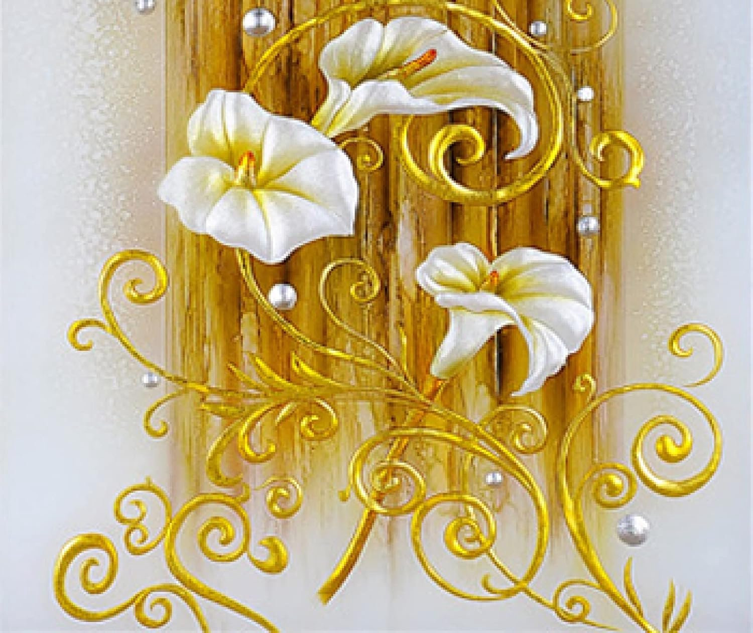 Vemera 5D Diamant Schilderij Kit met Gouden Bloemen - DIY Volledige Boor Kunst - 30 x 40 cm