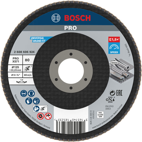 Bosch PRO X571 Fächerschleifscheibe, 125 mm, G80 2608606924