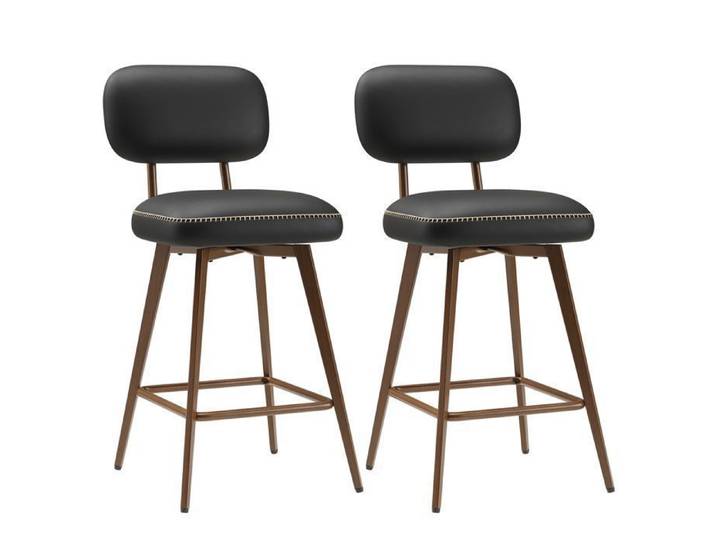 COLAMY Tabouret de bar - Chaise de bar fixe style rétro vintage pour cuisine ou comptoir-Noir