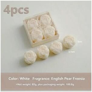 Uplift Essentials 4 Piece Handmade Rose Flower Soy Wax Candle Set white
