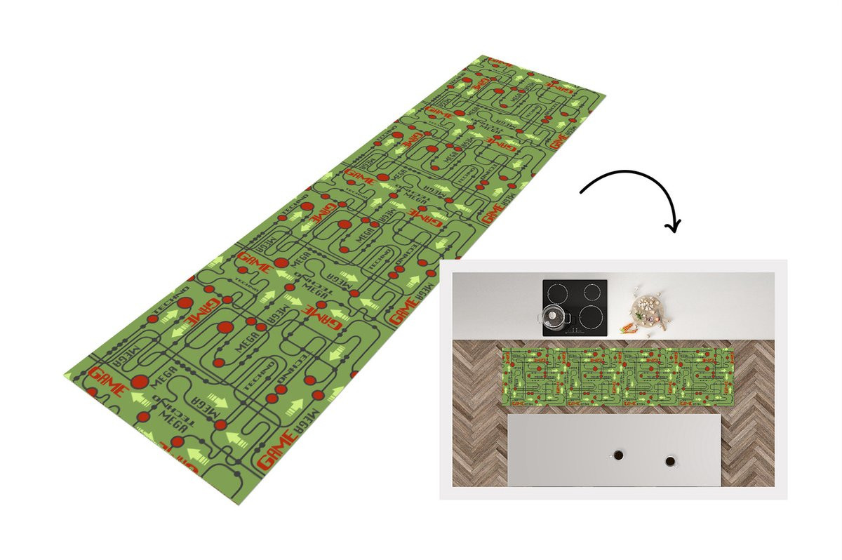 Keukenloper Moederbord met Abstract Patroon en Quotes - Vinyl - 200 x 50 cm