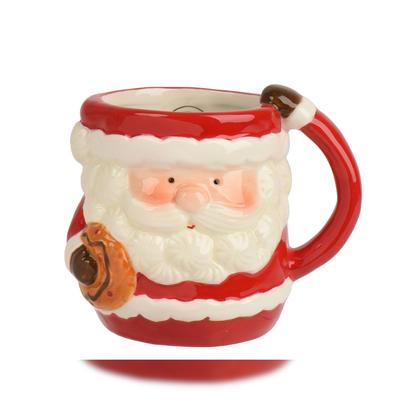 Christmas Decorations Tasse Weihnachtsmann mit Griff 11cm Keramik Teetasse Henkel Weihnachtstasse Keramiktasse Teebecher Kaffeetasse Kaffeebecher Geschirr Becher Rot