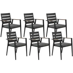 GARTENSTUHL 6er-Set Aluminium schwarz Taviano