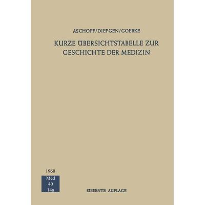 Kurze Übersichtstabelle zur Geschichte der Medizin, Taschenbuch von Ludwig Aschoff, Springer Berlin, 978-3-642-87253-2