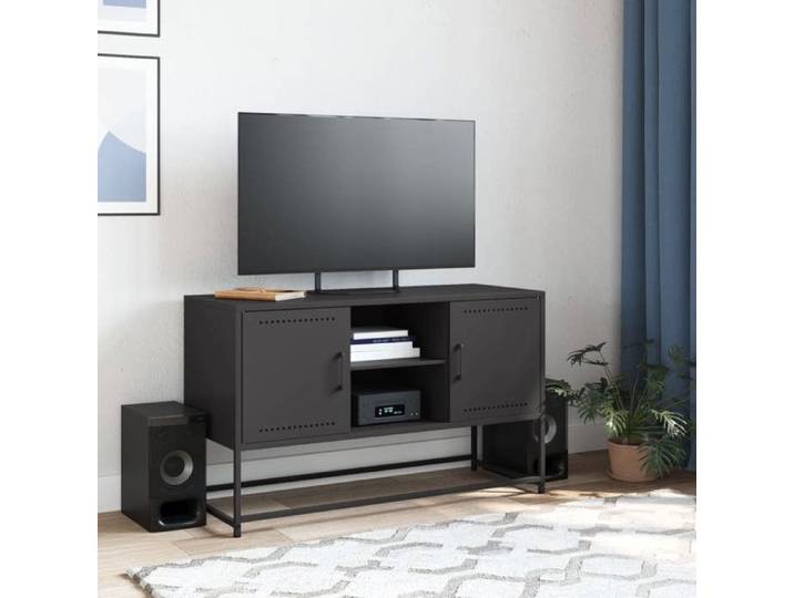 En soldes - MEUBLE HI-FI - Noir - Armoire TV - Meuble TV - pour maison - noir 100 5x39x60 5cm acier_2360