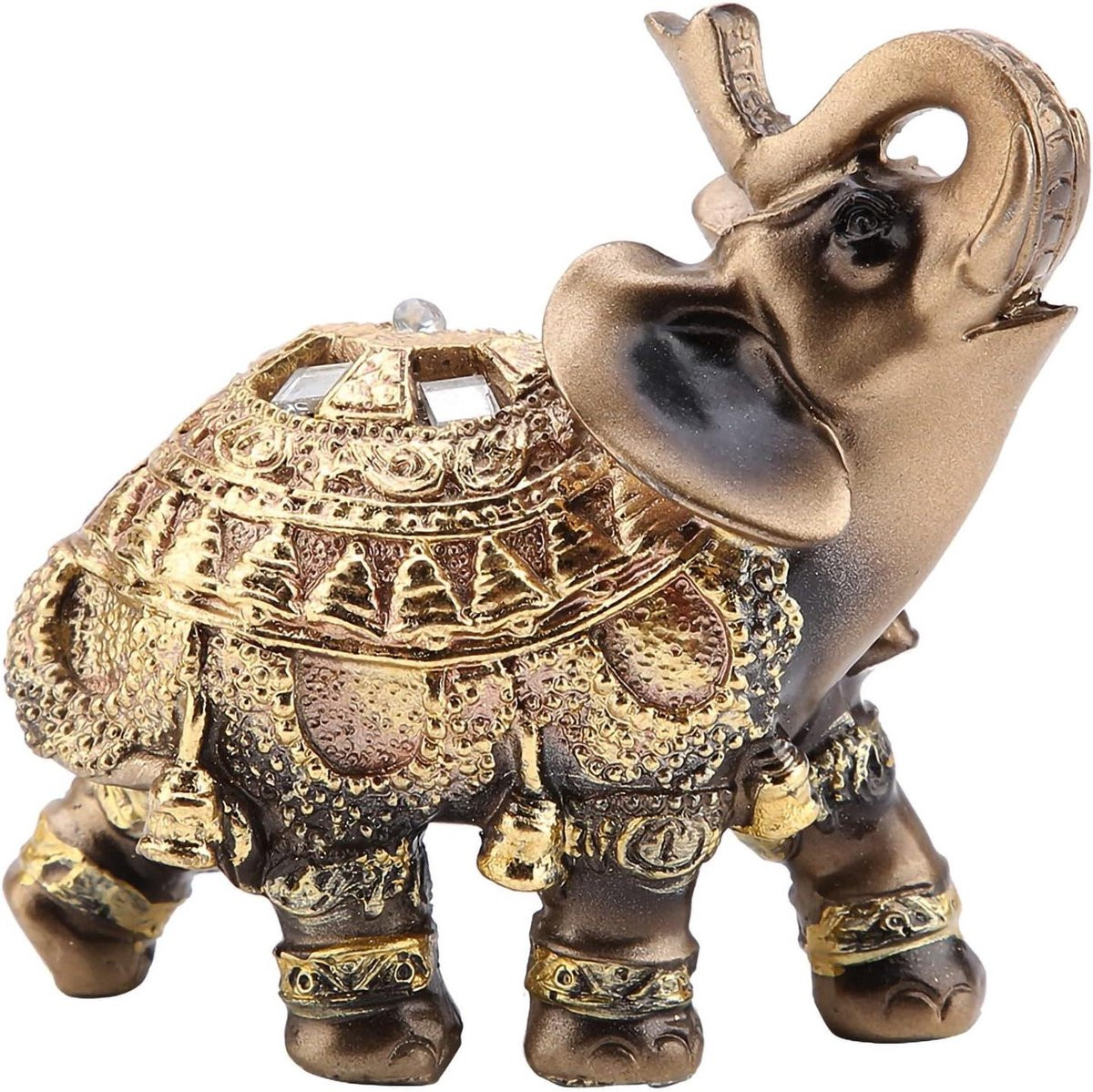 Goud Olifant Beeldje Feng Shui Decoratie van Hoogwaardig Hars