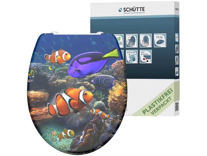 WC-Sitz SCHÜTTE SEA LIFE , bunt, B:37,5cm H:5,5cm L:45cm, Duroplast, WC-Sitze, WC-Sitz, bruchsicher und kratzfest, Absenkautomatik, Standardmass