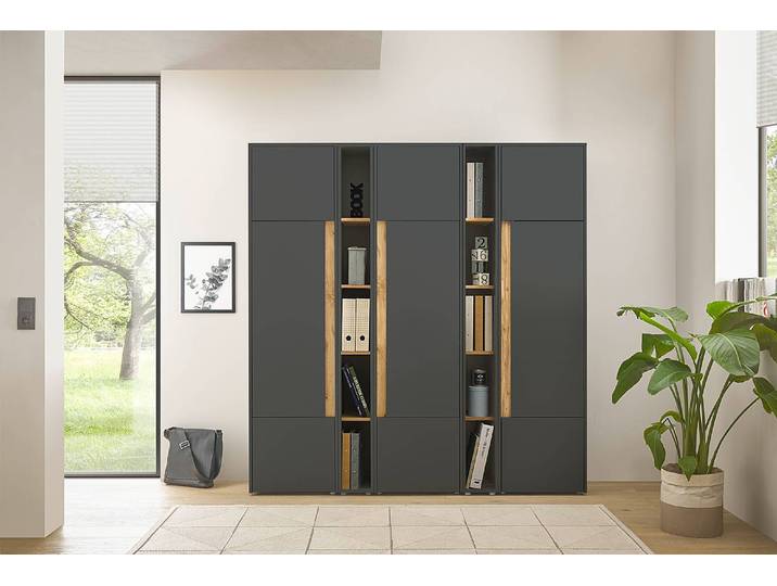 Schrankwand 190cm Grau/Anthrazit