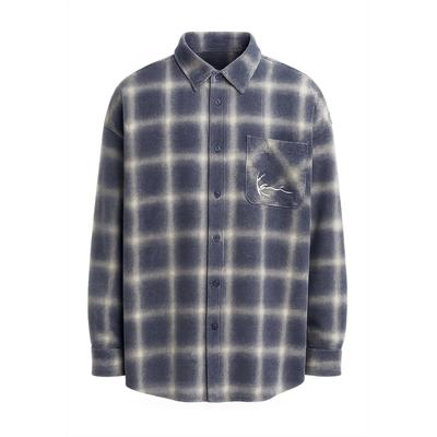 Langarmhemd KARL KANI "Karl Kani Karl Kani Small Signature Distressed Check Overshirt", Herren, Gr. XXS, US-Größen, blau (indigo, light sand), 100% Baumwolle, Hemden