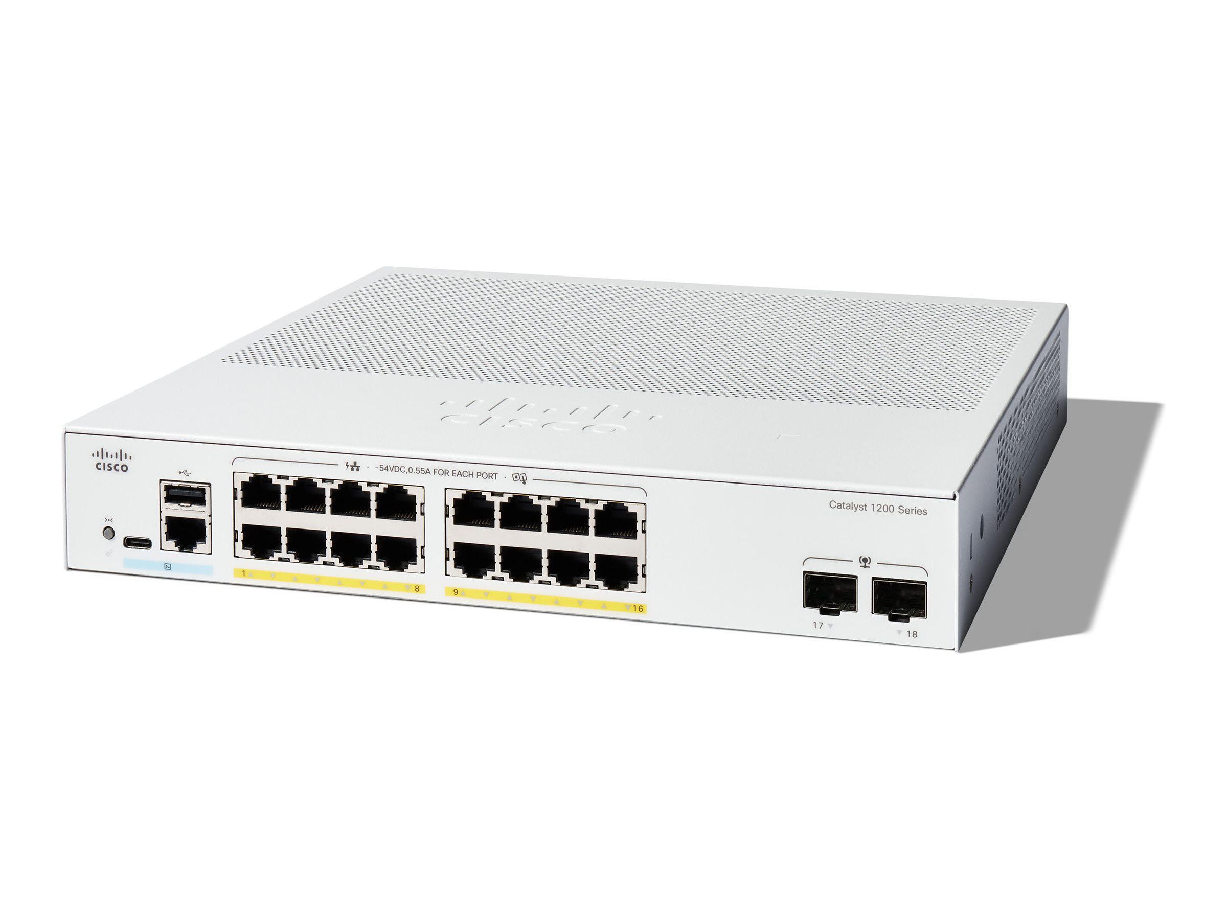 Cisco Catalyst C1200-16T-2G Rackmount Gigabit Managed Switch, 16x RJ-45, 2x SFP