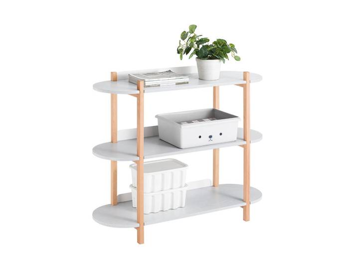 SoBuy Bücherregal Grau-Natur, Grau, Naturfarben, Holzwerkstoff, Holz, Buche, 100x88x33 cm, Wohnzimmer, Regal, Bücherregale