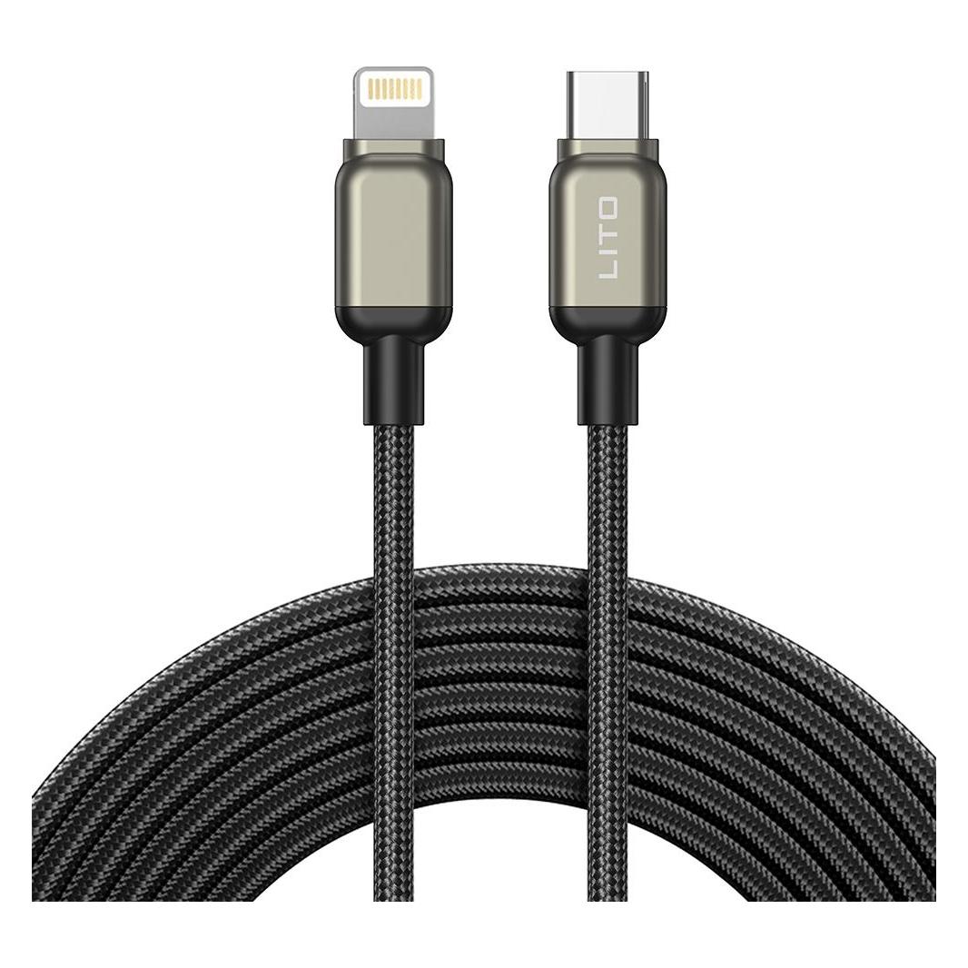 Lito - Data Cable (LD17) - Type-C to Lightning, Fast Charging, Braided Nylon - Black (1 m) (61003460)