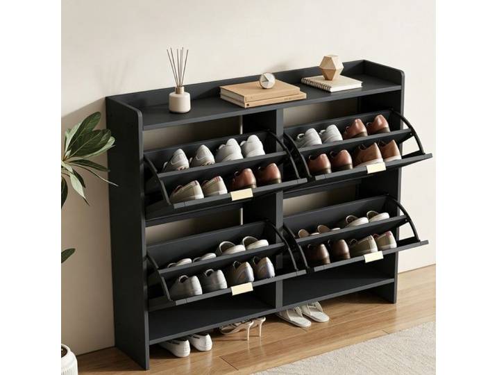 Meuble à Chaussures -Meuble d'entrée Rangement pour Chaussures Commode à Chaussures 110 x 24 x 90 cm - Noir