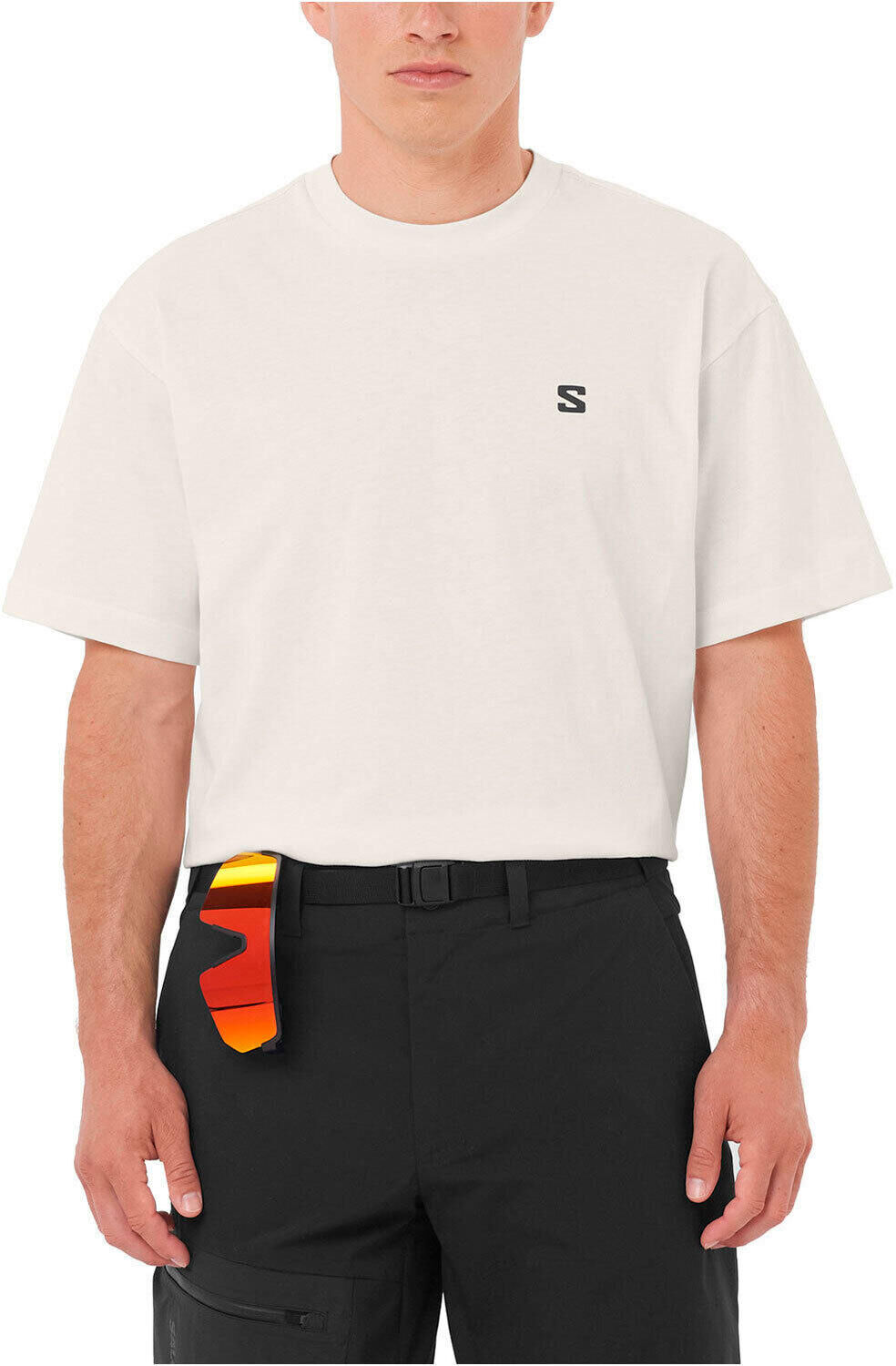 Salomon round logo graphic camiseta montaña manga corta hombre Blanco (XL)