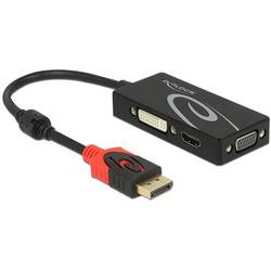 Delock 62902 DisplayPort Adapter [1x DisplayPort Stecker - 1x HDMI-Buchse, DVI-Buchse 24+1pol., VGA-Buchse] Schwarz 0.20 m