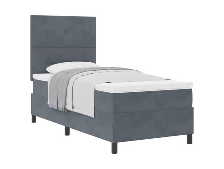 KKgypkn Boxspringbett Dunkelgrau Samt 100 x 200 cm mit verstellbarem Kopfteil und Matratze – Modernes Boxspringbett mit Taschenfederkern für erholsamen Schlaf