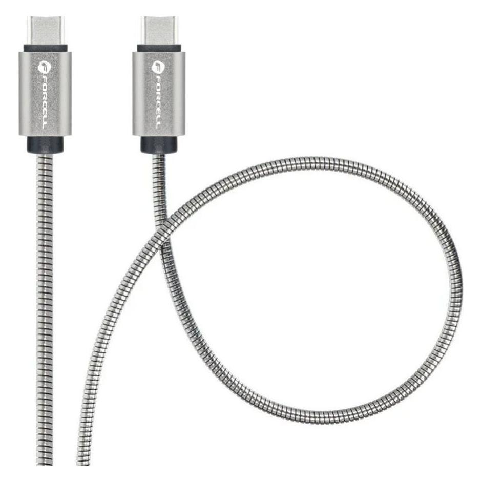 Forcell Cable F-ENERGY Metal C237 cable Type C to Type C PD QC4.0 3A 60W 2 m silver (2 m, 60 W) (5903396378492)