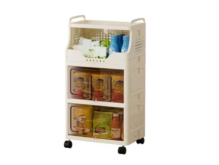 Xumh2024-3 Lagerung Rollbarer Snack-Aufbewahrungswagen, mehrstufiges, bewegliches Organizer-Regal mit Rädern(Klein)
